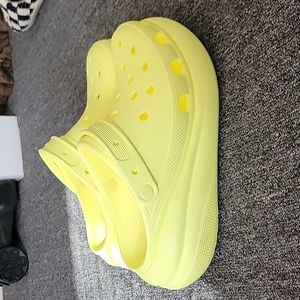 Bright light yellow platform crocs